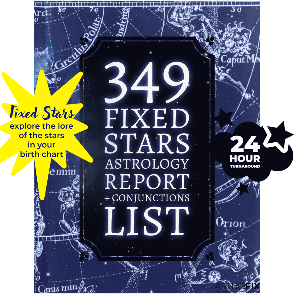 349 Fixed Stars Astrology Report + Conjunctions List