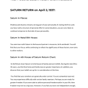 Saturn’s Promise Lifetime Astrology Report