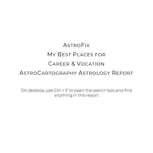 My Best Places for Career AstroCartography Report