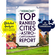 Vermont Top Ranked Cities AstroCartography Report
